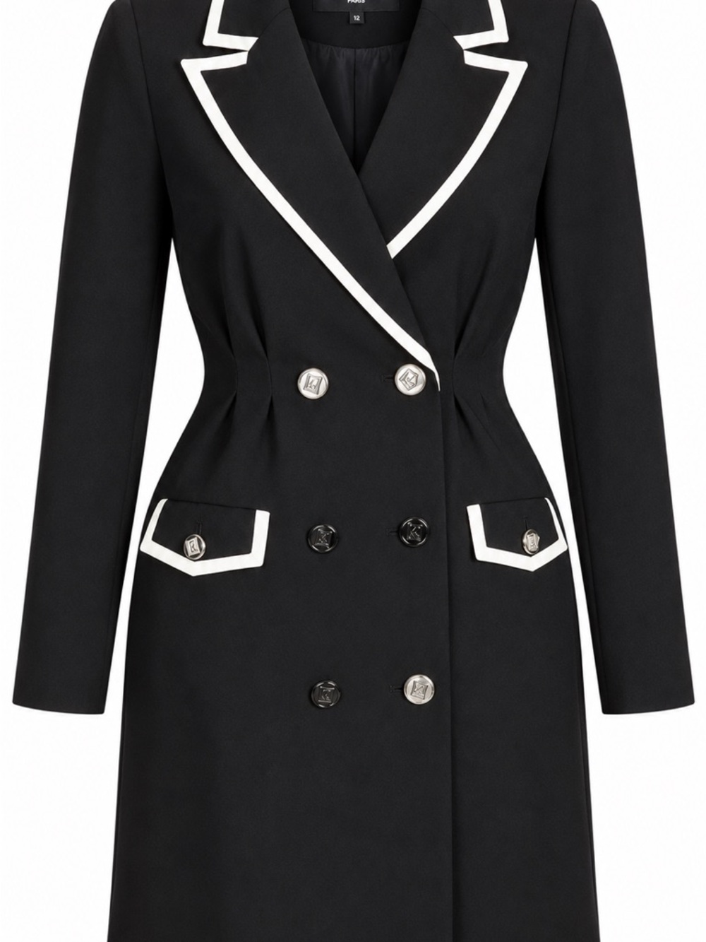 Karl Lagerfeld Black Blazer Coat with White Trim